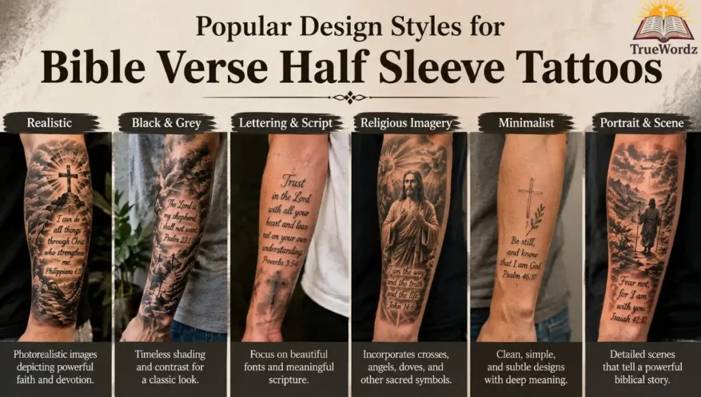 Popular Design Styles for Bible Verse Half Sleeve Tattoos
